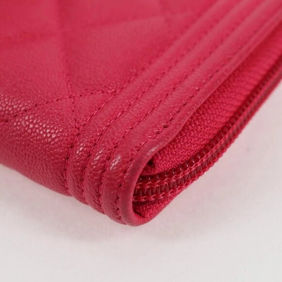 CHANEL Boy Chanel Wallet Grained Calf Skin Pink Gold CC Auth 131833M - Picture 12 of 16